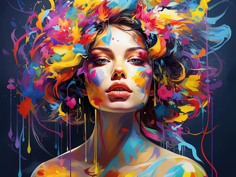 Bright colors woman colorful hair