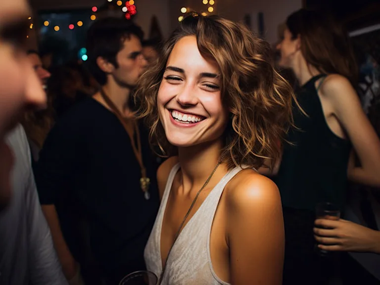 Woman having a good time at a party